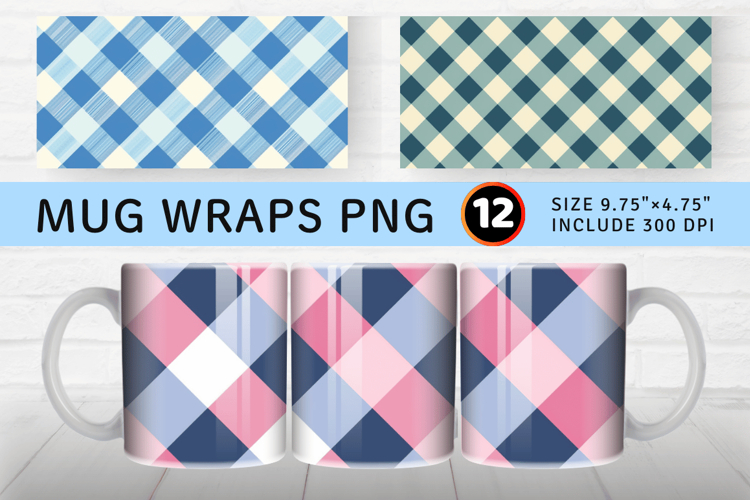 Gingham Repeatable Plaid Mug Wrap Sublimation Designs