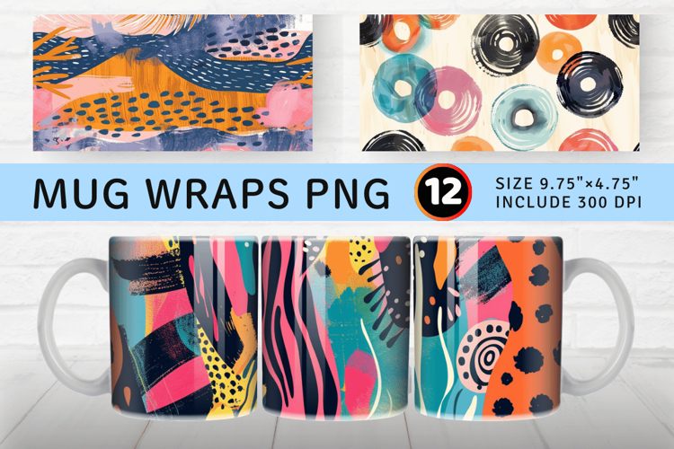 Abstract Boho Mug Wrap Sublimation Designs