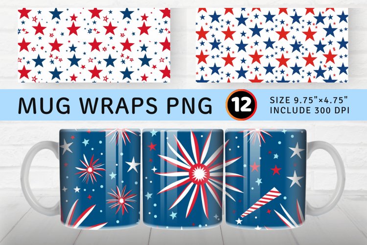 4th of July Star   Stripe Mug wrap Sublimation Designs