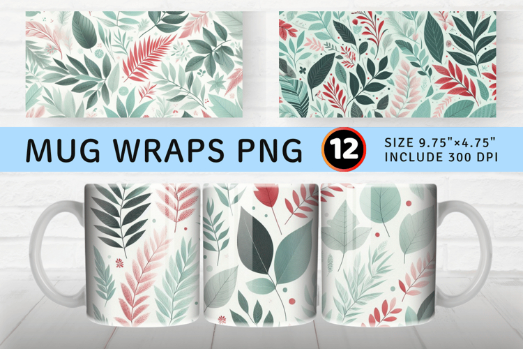 Pastel Mixed Media Flowers Mug Wrap Sublimation Designs