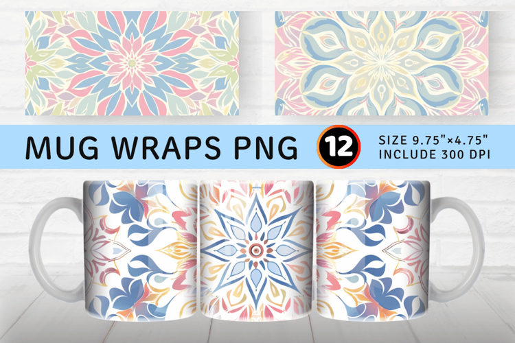 Pastel Mandala Mug Wrap Sublimation Designs