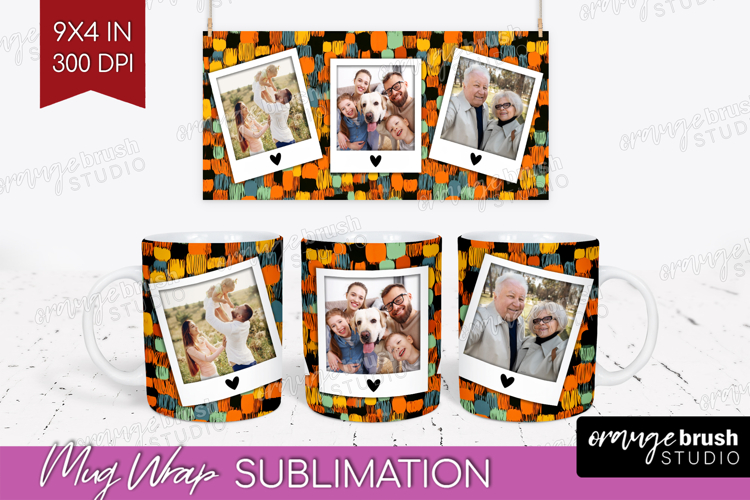Halloween Photo Mug Wrap PNG - Brush Stroke Picture Frame