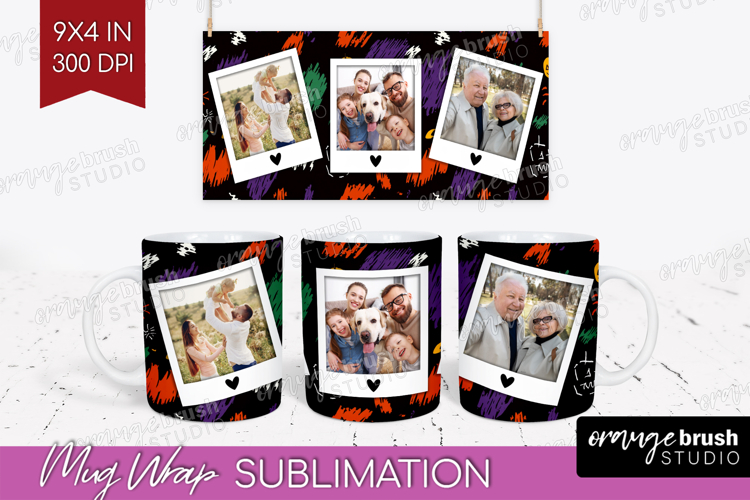 Halloween Photo Mug Wrap PNG - Brush Stroke Picture Frame