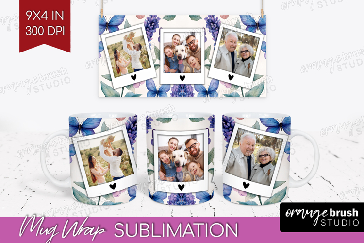 Floral Photo Mug Wrap PNG - Sping Flowers Picture Frame Mug