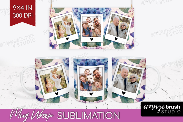 Floral Photo Mug Wrap PNG - Sping Flowers Picture Frame Mug