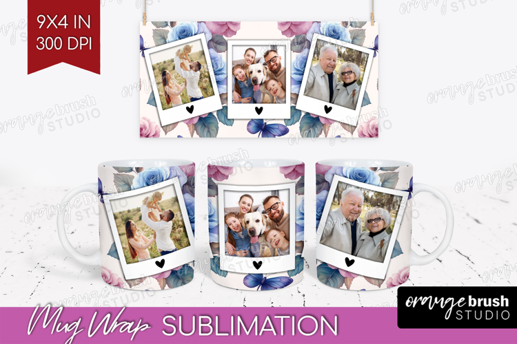 Floral Photo Mug Wrap PNG - Sping Flowers Picture Frame Mug