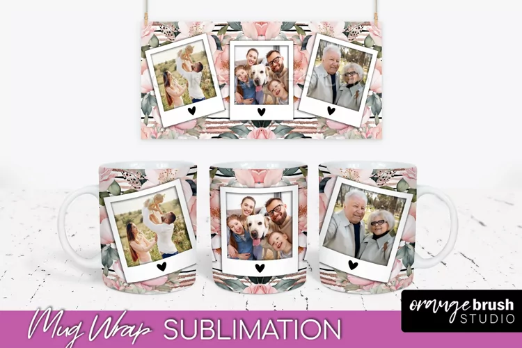 Add Your Photo Mug Wrap -Floral Mug Sublimation Design
