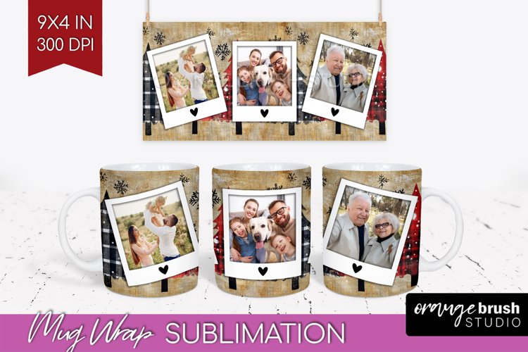 Christmas Photo Mug Wrap PNG - Christmas Tree Picture Frame