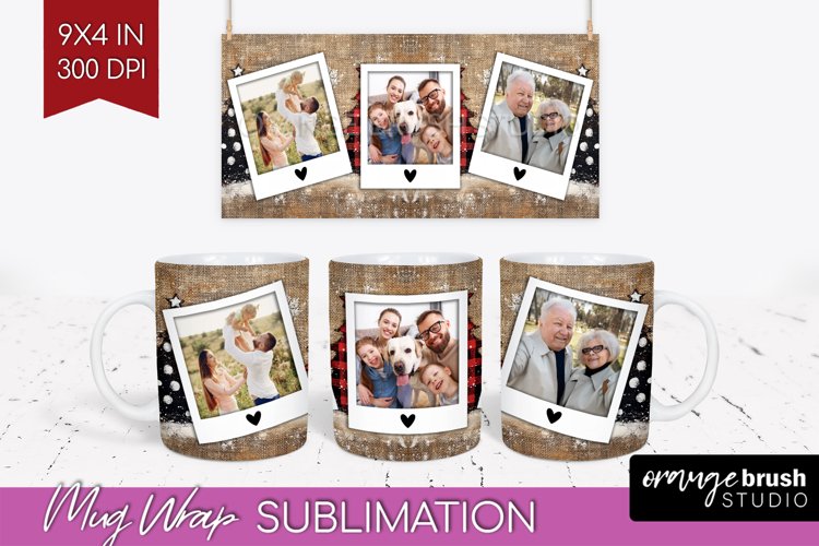 Christmas Photo Mug Wrap PNG - Christmas Tree Picture Frame