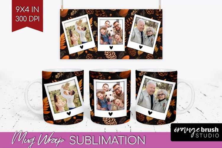 Fall Photo Frame Mug Wrap - Autumn Mug Sublimation