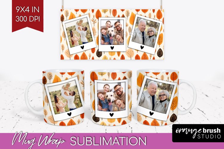 Fall Photo Frame Mug Wrap - Autumn Mug Sublimation example image 1