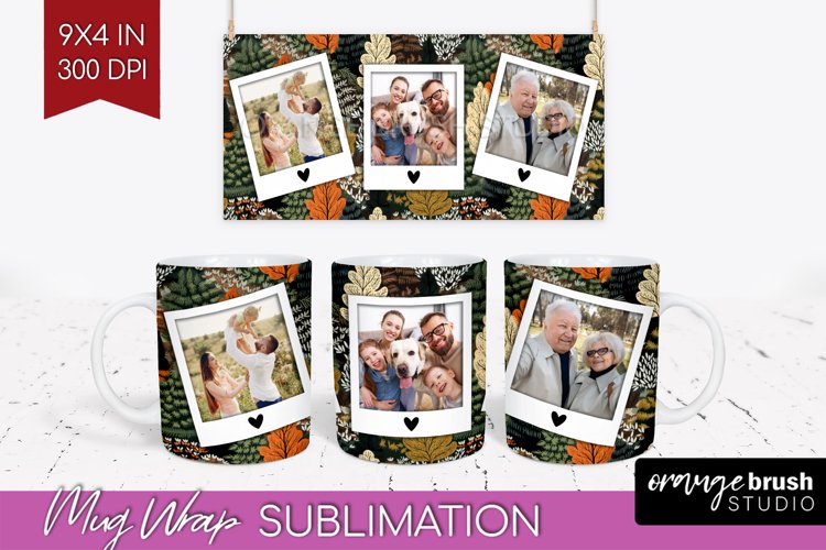 Fall Photo Frame Mug Wrap - Autumn Mug Sublimation example image 1