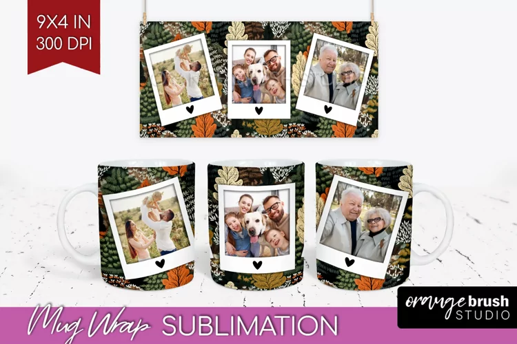Fall Photo Frame Mug Wrap - Autumn Mug Sublimation