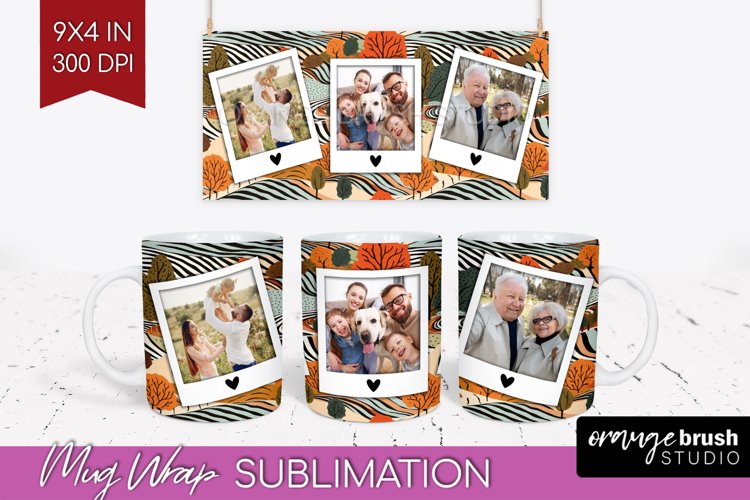 Fall Photo Frame Mug Wrap - Autumn Mug Sublimation example image 1