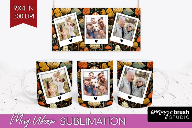Fall Photo Frame Mug Wrap - Autumn Mug Sublimation example image 1