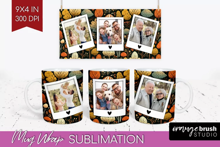 Fall Photo Frame Mug Wrap - Autumn Mug Sublimation