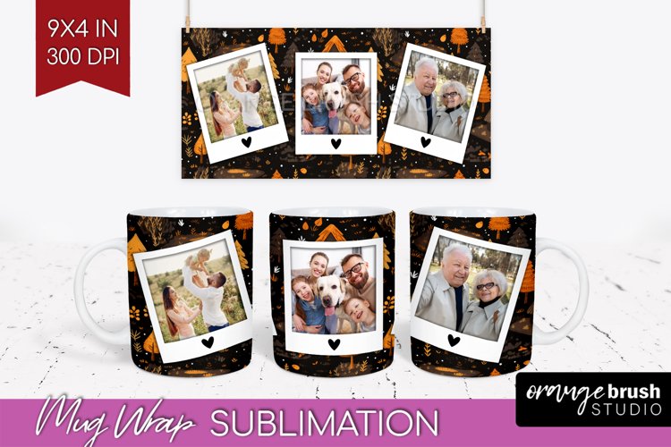 Fall Photo Frame Mug Wrap - Autumn Mug Sublimation example image 1
