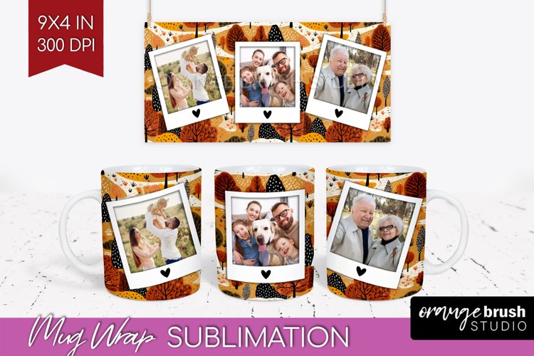 Fall Photo Frame Mug Wrap - Autumn Mug Sublimation example image 1