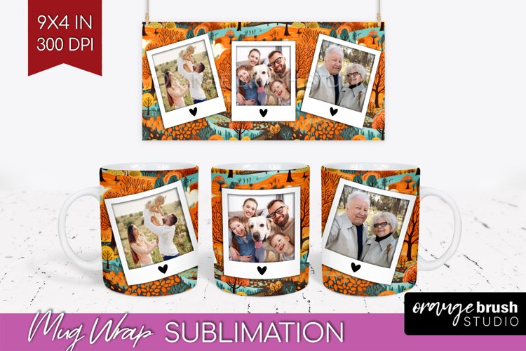 Fall Photo Frame Mug Wrap - Autumn Mug Sublimation example image 1