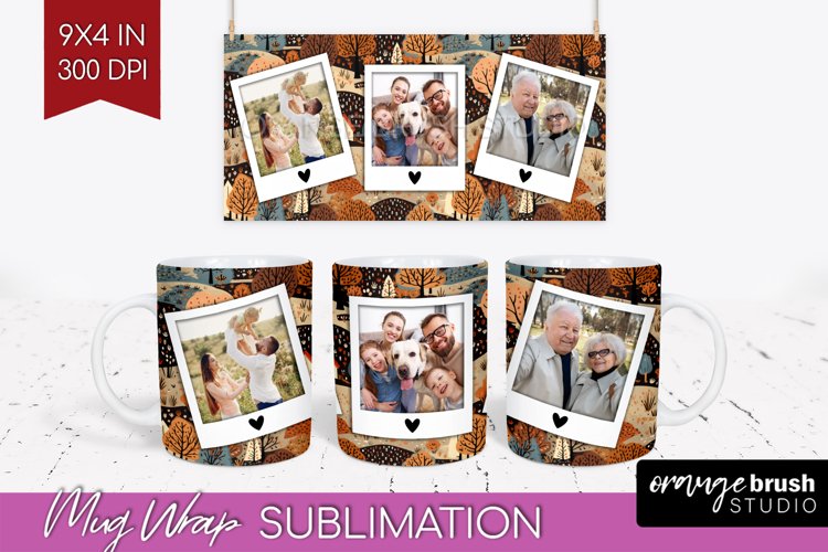 Fall Photo Frame Mug Wrap - Autumn Mug Sublimation example image 1
