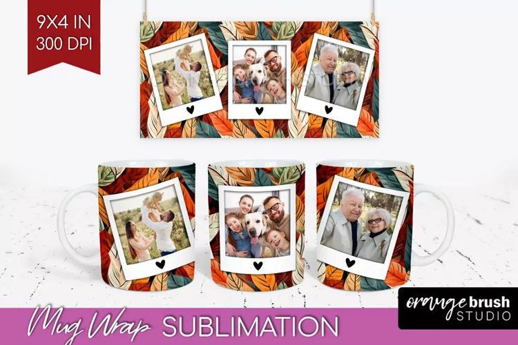 Fall Photo Frame Mug Wrap - Autumn Mug Sublimation
