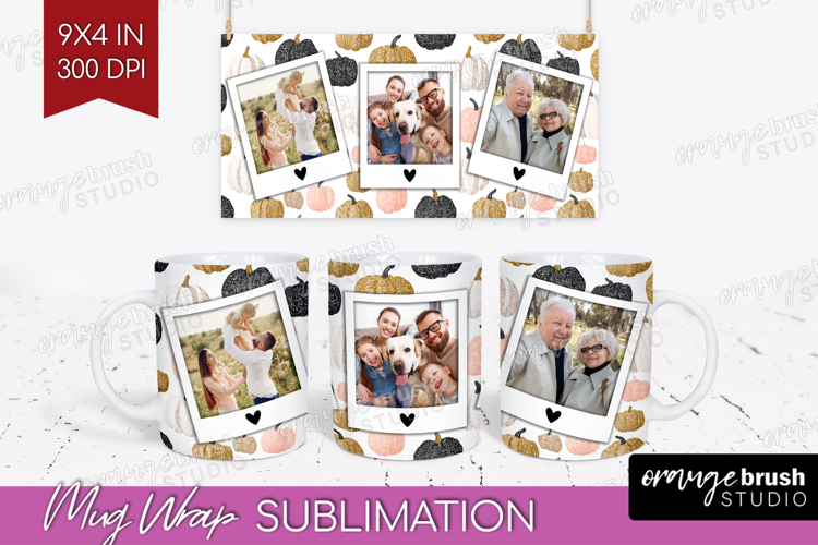 Pumpkun Photo Mug Wrap PNG - Fall Picture Frame Mug