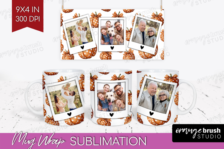 Pumpkun Photo Mug Wrap PNG - Fall Picture Frame Mug