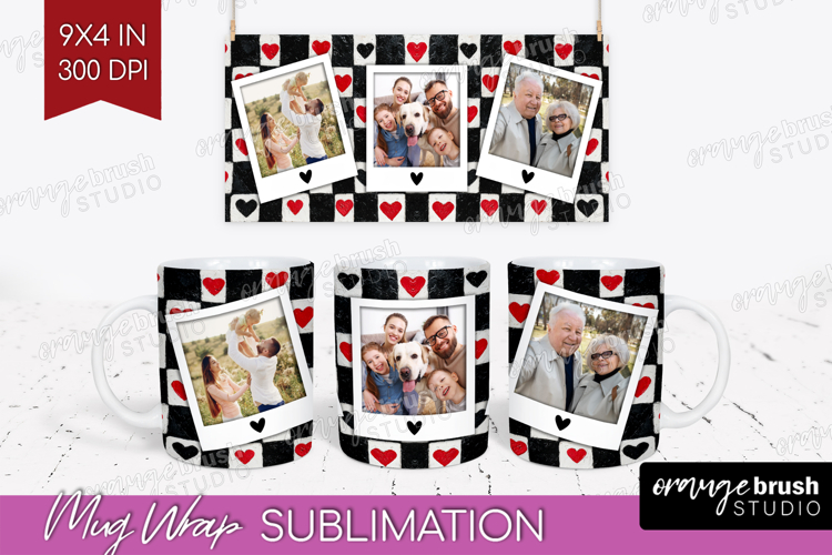Heart Pattern Photo Mug Wrap PNG - Valentines Day Picture