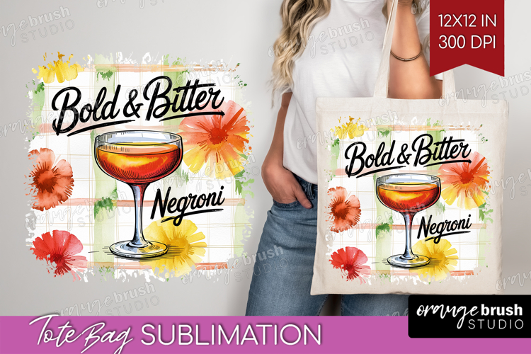 Negroni Cocktail Tote Bag Summer Drink Tote Bag PNG