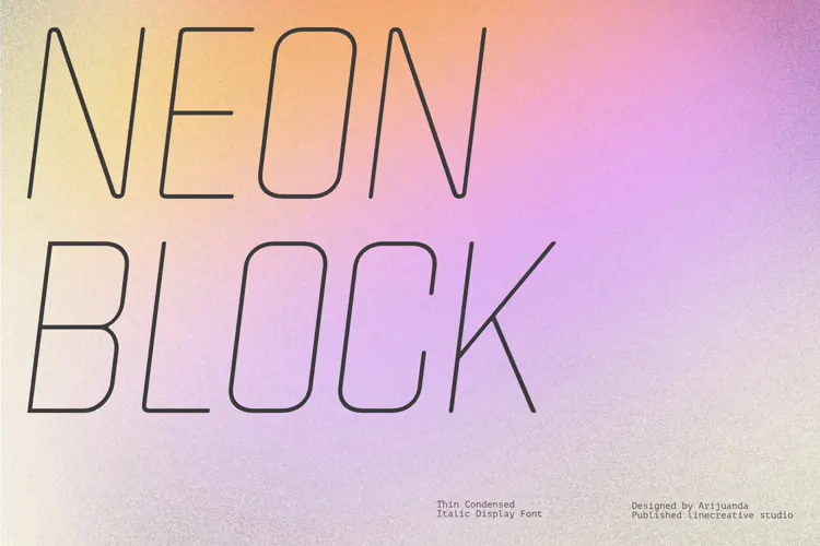 Neon Block - Thin Condensed Italic Display Font