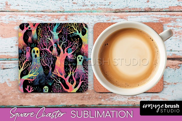 Neon Halloween Coasters - Spooky Square Coaster Sublimation