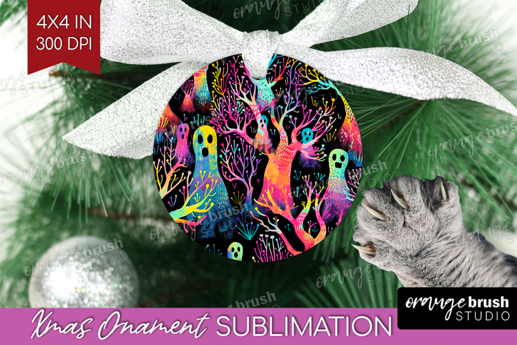 Neon Halloween Ornament PNG - Spooky PNG Sublimation