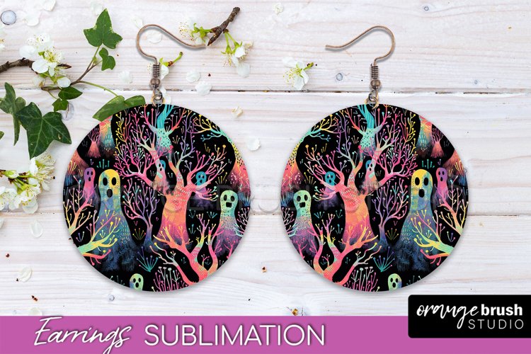 Neon Halloween Earrings - Spooky Round Earring Sublimation