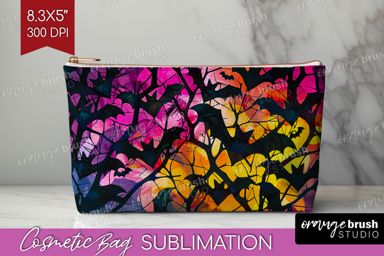 Neon Halloween Cosmetic Bag - Spooky Makeup Bag PNG
