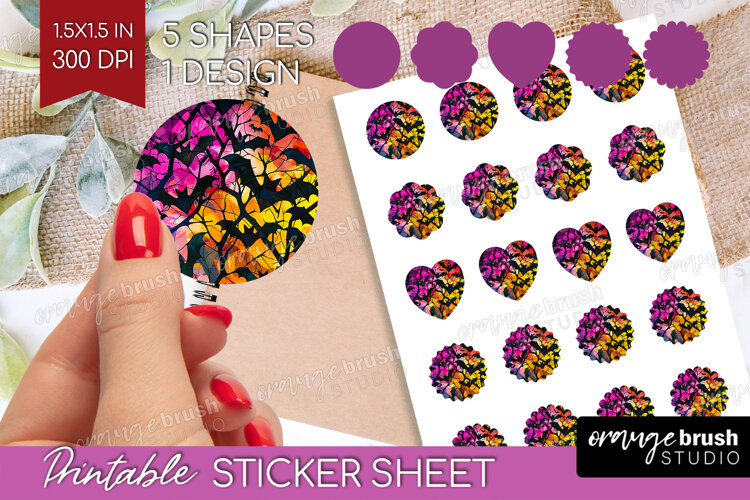 Neon Halloween Round Sticker - Spooky Printable Sticker example image 1