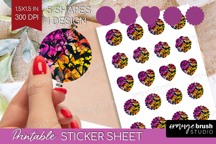 Neon Halloween Round Sticker - Spooky Printable Sticker