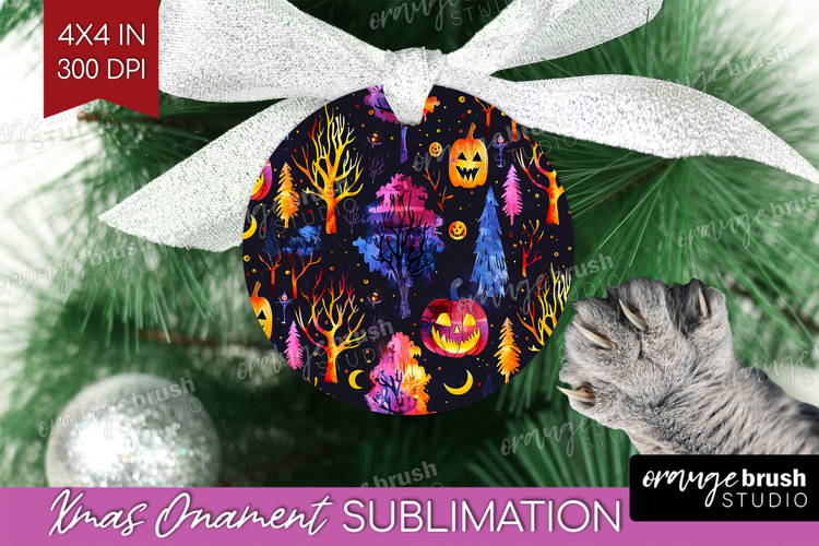 Neon Halloween Ornament PNG - Spooky PNG Sublimation