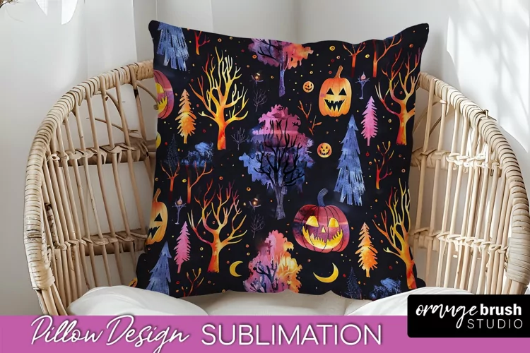 Neon Halloween Pillow Sublimation - Spooky Pillow Cover
