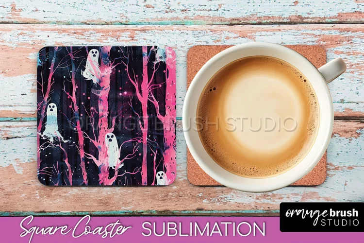 Neon Halloween Coasters - Spooky Square Coaster Sublimation