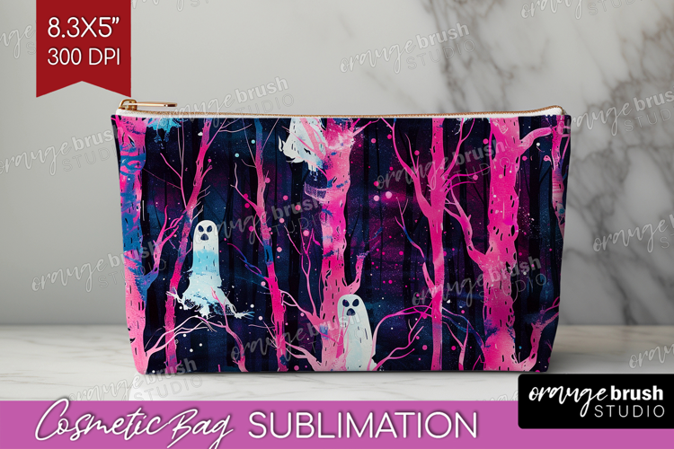 Neon Halloween Cosmetic Bag - Spooky Makeup Bag PNG