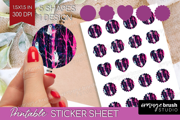 Neon Halloween Round Sticker - Spooky Printable Sticker example image 1