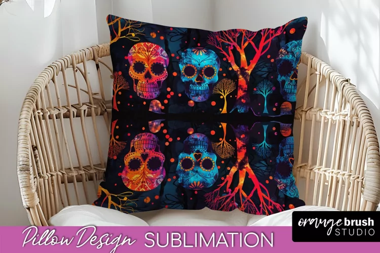 Neon Halloween Pillow Sublimation - Spooky Pillow Cover