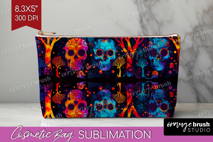 Neon Halloween Cosmetic Bag - Spooky Makeup Bag PNG