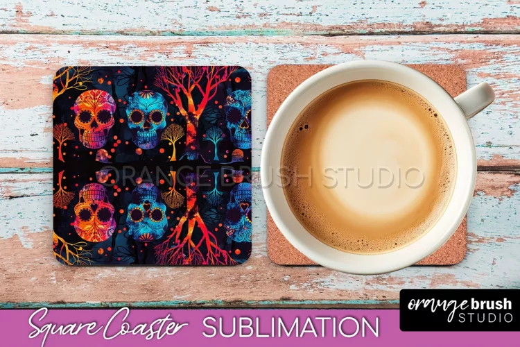 Neon Halloween Coasters - Spooky Square Coaster Sublimation