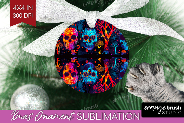 Neon Halloween Ornament PNG - Spooky PNG Sublimation