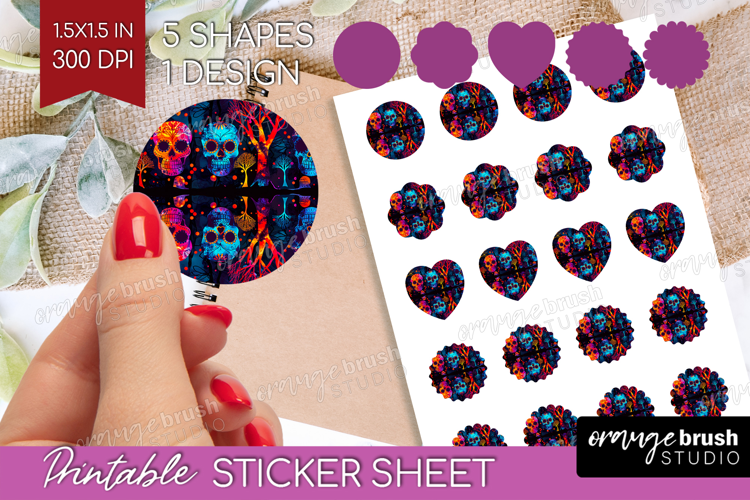 Neon Halloween Round Sticker - Spooky Printable Sticker
