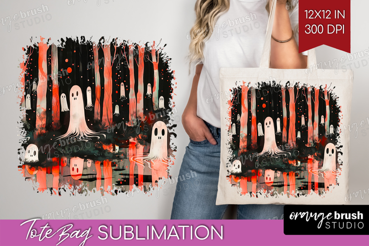 Neon Halloween Tote Bag - Spooky Tote Bag PNG Sublimation