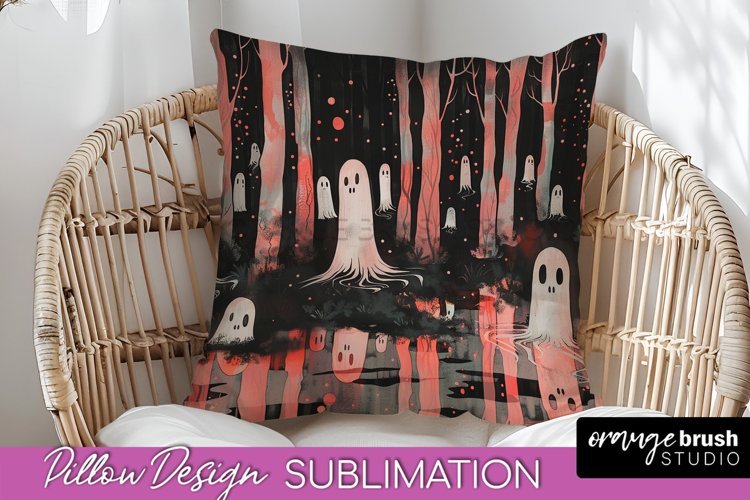 Neon Halloween Pillow Sublimation - Spooky Pillow Cover example image 1