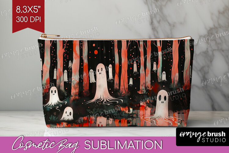 Neon Halloween Cosmetic Bag - Spooky Makeup Bag PNG example image 1