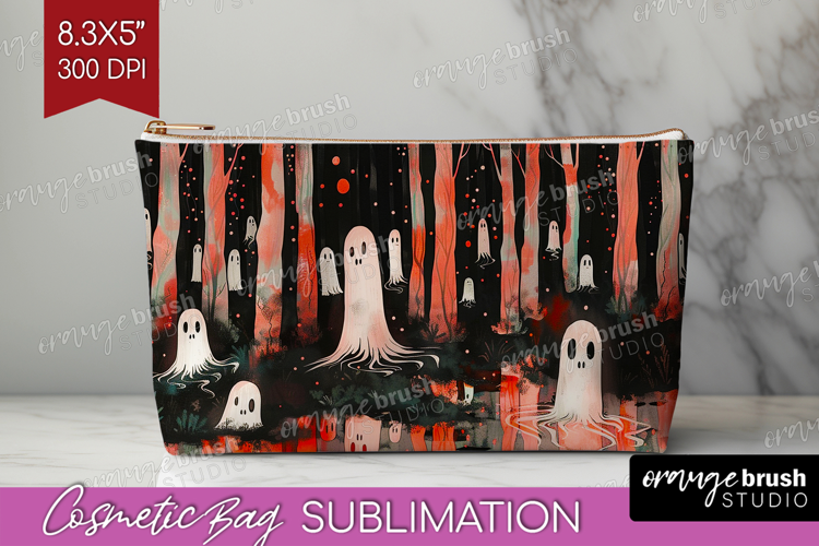 Neon Halloween Cosmetic Bag - Spooky Makeup Bag PNG